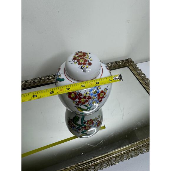 Hand Crafted Japenese Lidded Ginger Jar Bird Floral Motiff - Picture 8 of 10